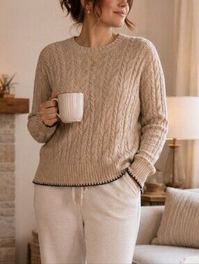 ATM Anthony Thomas Melillo Cable Knit Crewneck Sweater  Size S